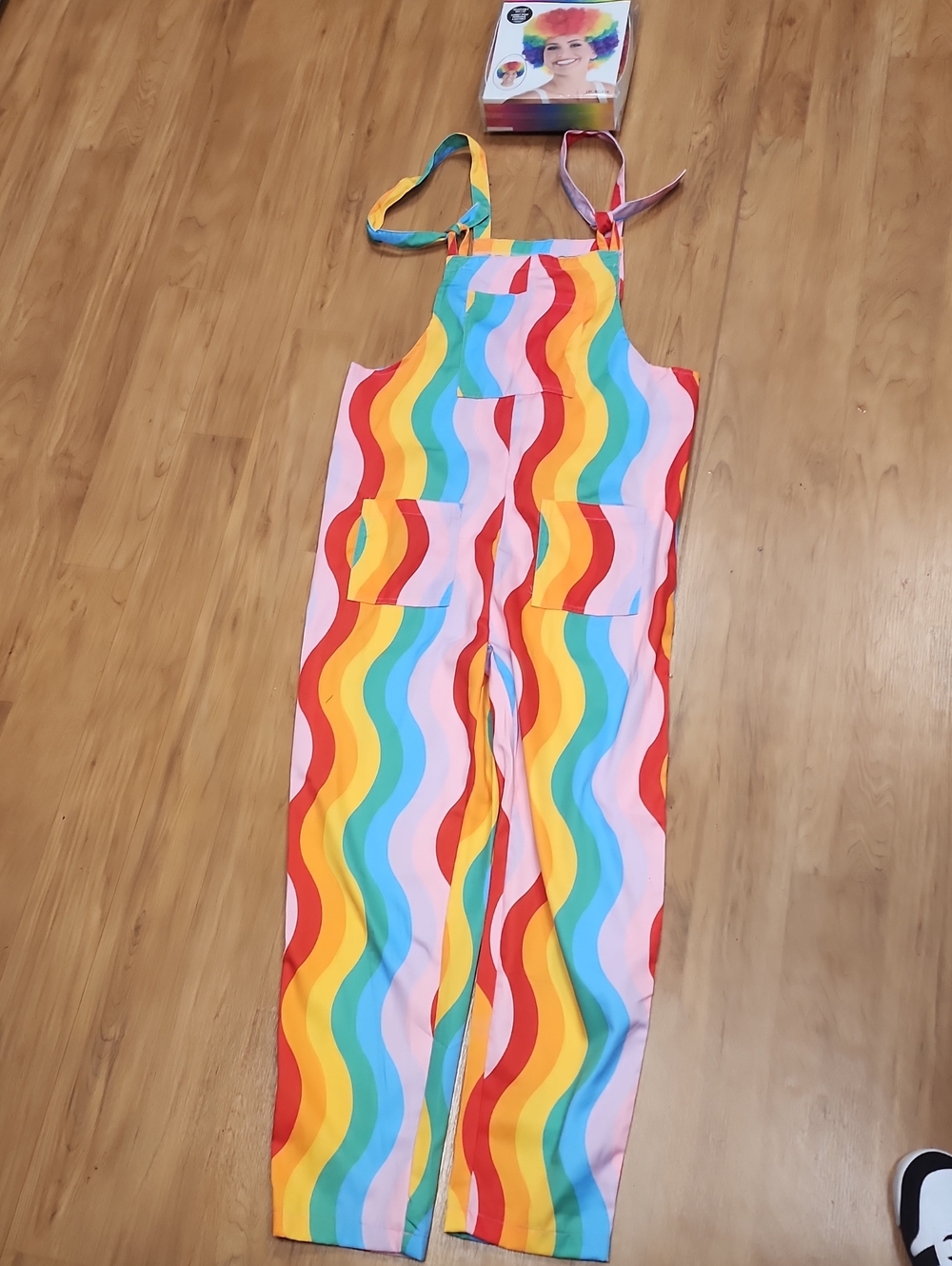 Rainbow Wave Womens Striped Overalls - Multicolor